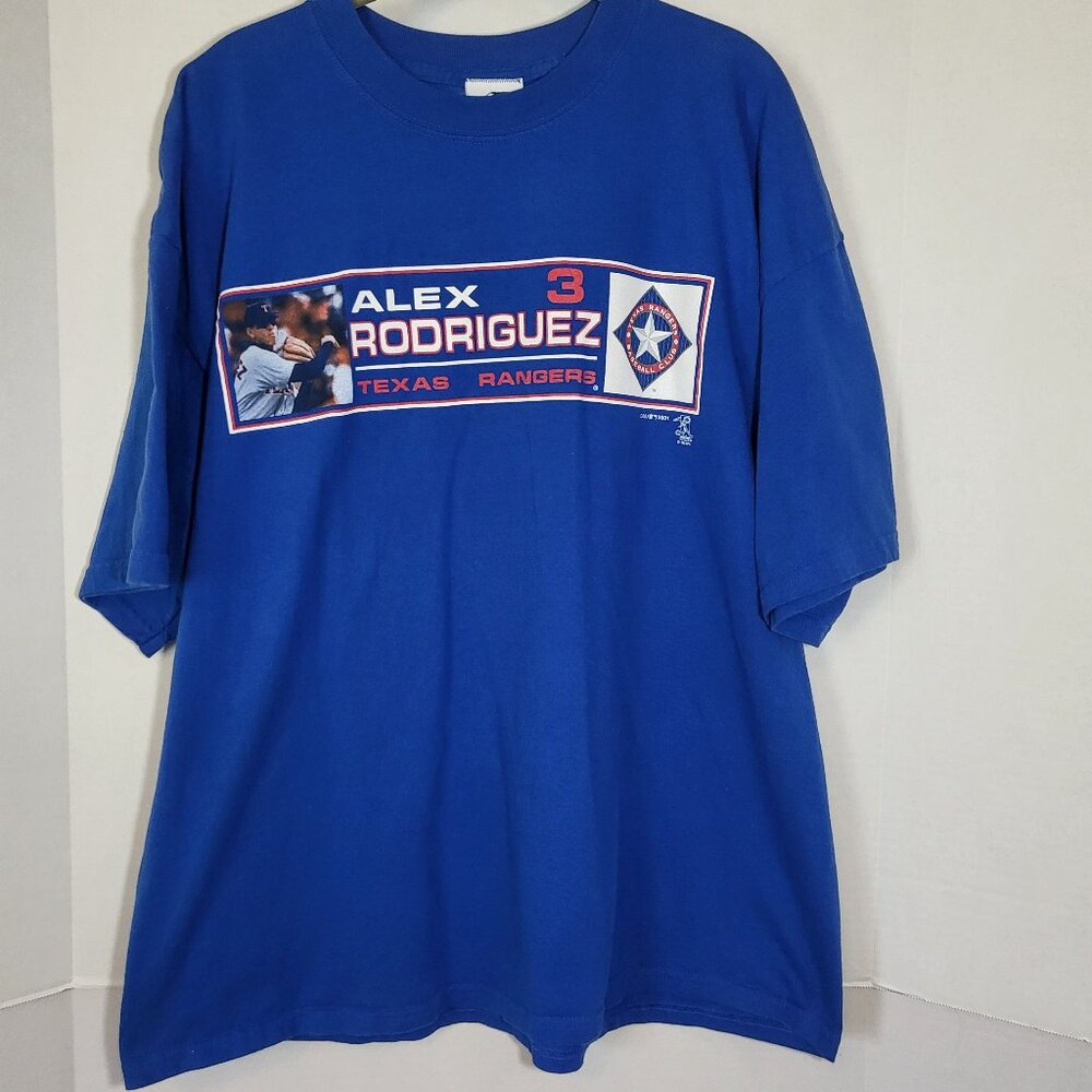 Dynasty Men's Vintage 2001 Alex Rodriguez Texas Rangers #3 T Shirt Size XXL Blue